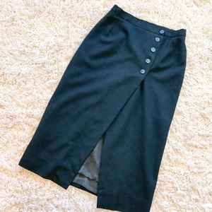 Vintage Black Button-Up Skirt With Front Slit